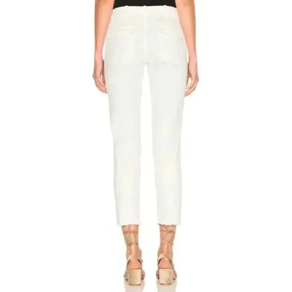 Nili Lotan Jenna Pant Eggshell White Cotton Crop Raw Hem Trouser Pants Size 10 - Picture 5 of 11